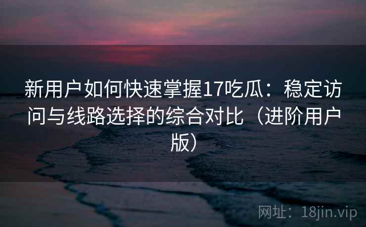 新用户如何快速掌握17吃瓜：稳定访问与线路选择的综合对比（进阶用户版）