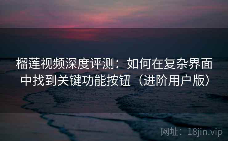 榴莲视频深度评测：如何在复杂界面中找到关键功能按钮（进阶用户版）