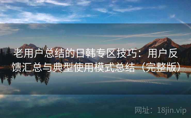 老用户总结的日韩专区技巧：用户反馈汇总与典型使用模式总结（完整版）