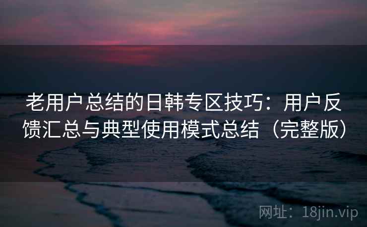 老用户总结的日韩专区技巧：用户反馈汇总与典型使用模式总结（完整版）