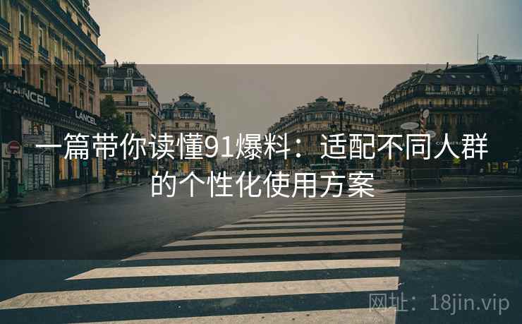 一篇带你读懂91爆料：适配不同人群的个性化使用方案