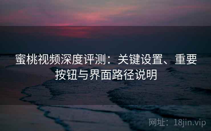 蜜桃视频深度评测:关键设置、重要按钮与界面路径说明 蜜桃视频深度评测:关键设置、重要按钮与界面路径说明